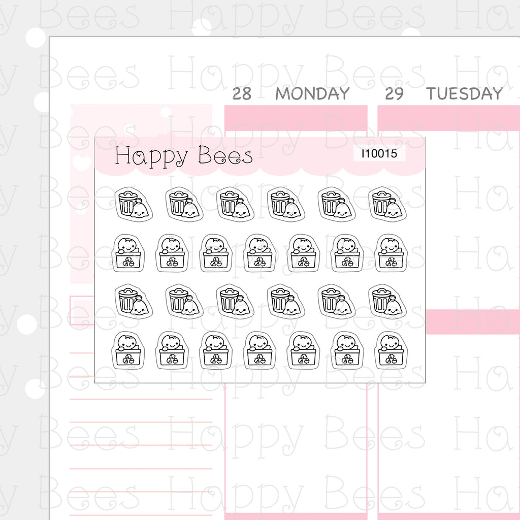 Tiny Minimal Icons / Chores - Cute Doodles Planner Stickers I10015