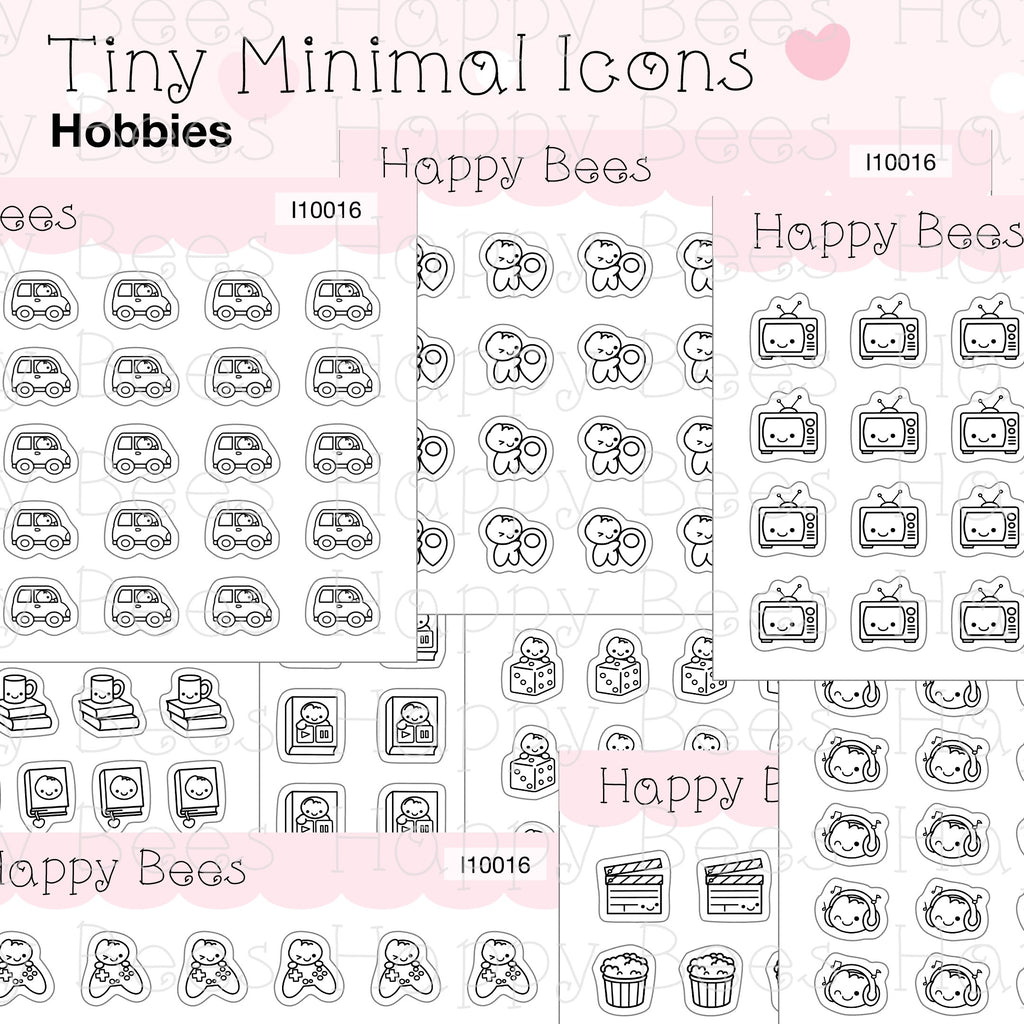 Tiny Minimal Icons / Hobbies - Cute Doodles Planner Stickers I10016