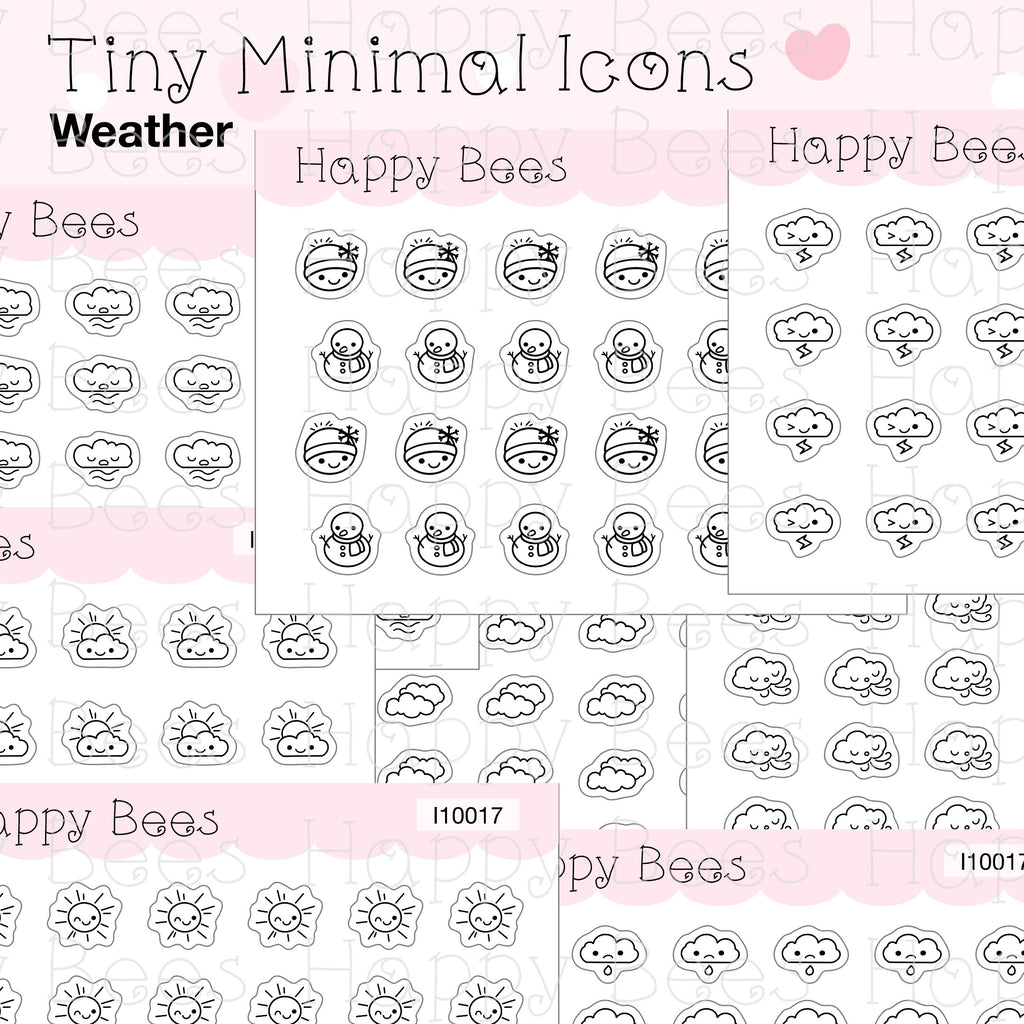 Tiny Minimal Icons / Weather - Cute Doodles Planner Stickers I10017