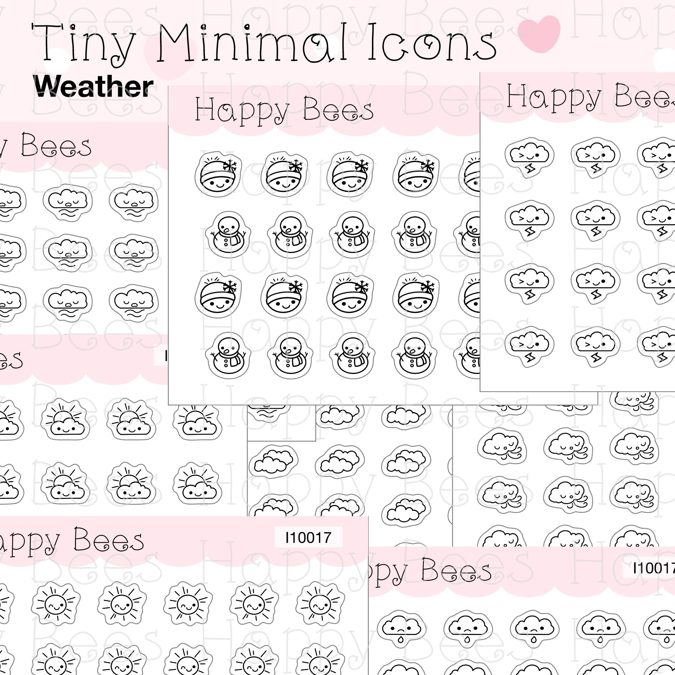 Tiny Minimal Icons / Weather - Cute Doodles Planner Stickers I10017