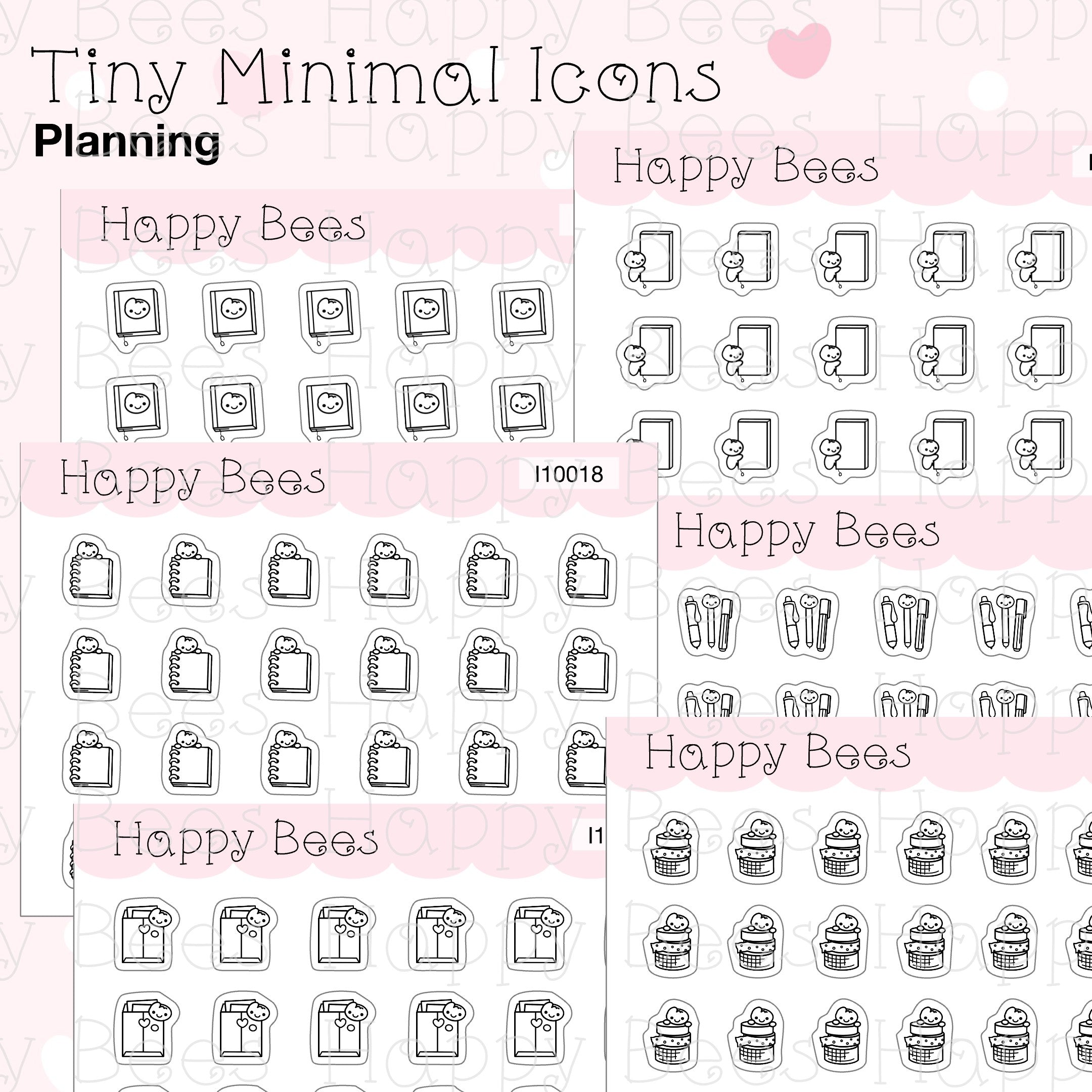 Tiny Minimal Icons / Planning - Cute Doodles Planner Stickers I10018