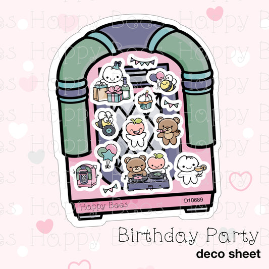 Birthday Party Deco Sheet - Cute Doodles Journal Planner Stickers D10689