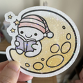 Midnight Reading Holographic Die Cut - Cute Doodles Bullet Journal Planner Stickers DC10021
