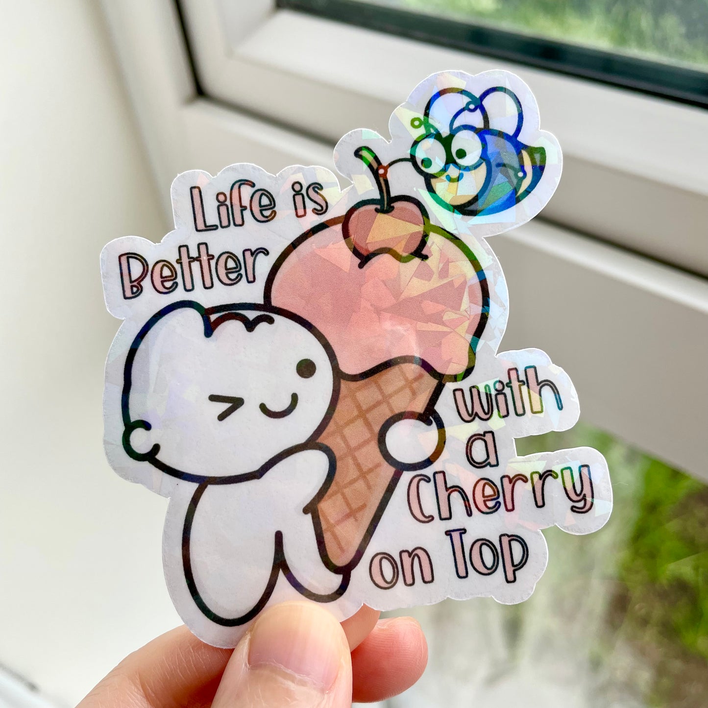 Ice Cream Cone Holographic Die Cut - Cute Doodles Bullet Journal Planner Stickers DC10045