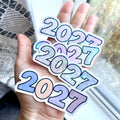 2027 New Year Holographic Die Cut Doodles - Cute Journal Planner Stickers DC10081