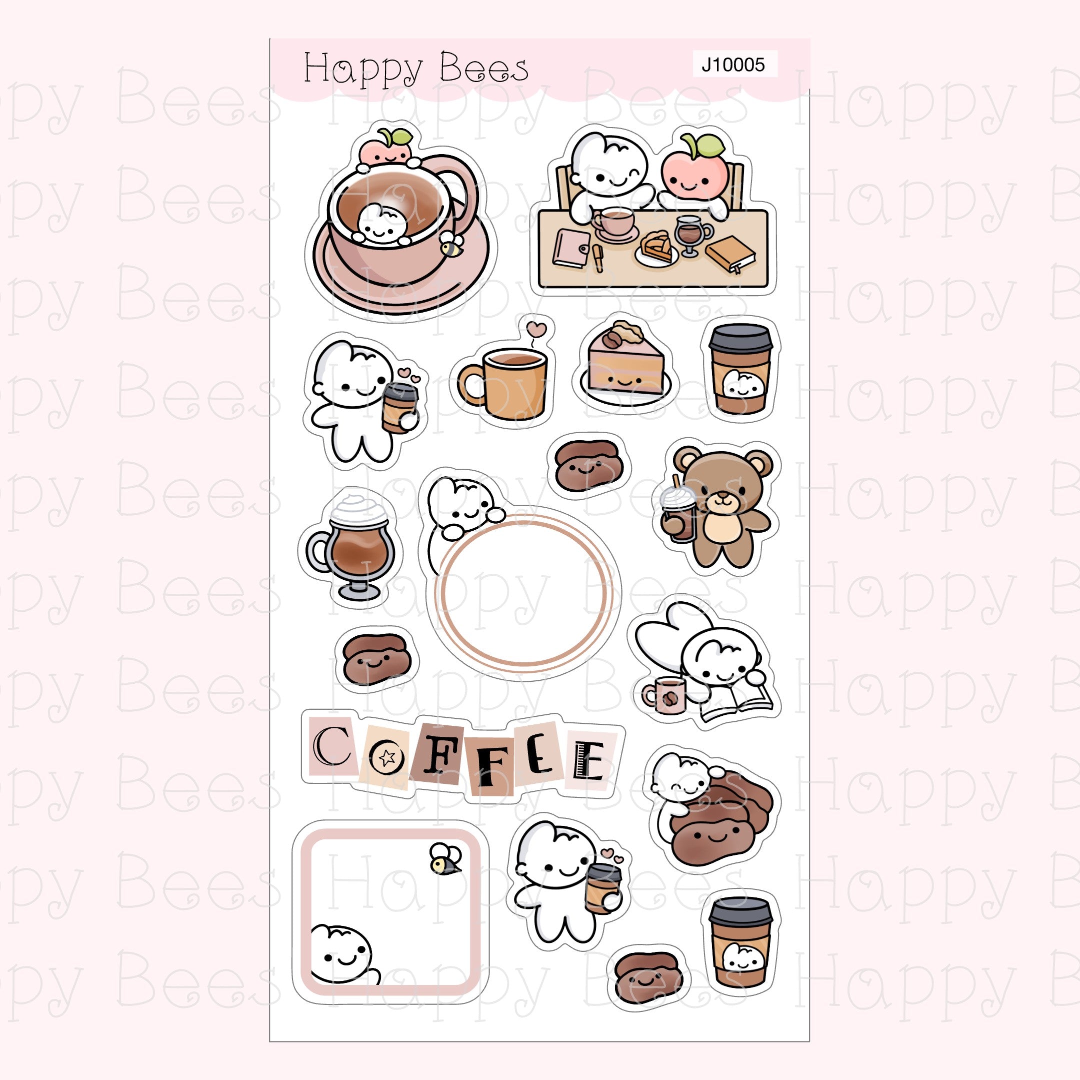 Coffee Lovers Journaling Kit- Cute Large Doodles Planner Stickers J10005