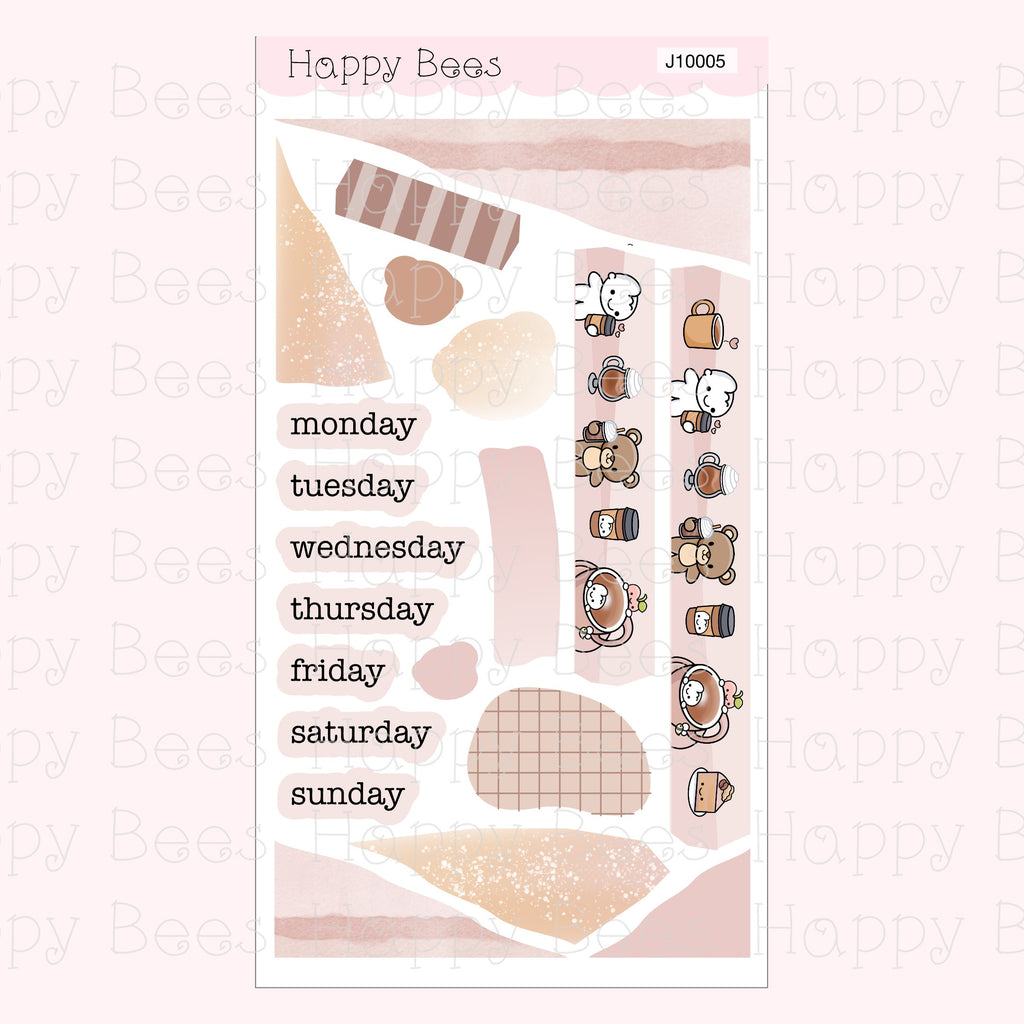 Coffee Lovers Journaling Kit- Cute Large Doodles Planner Stickers J10005