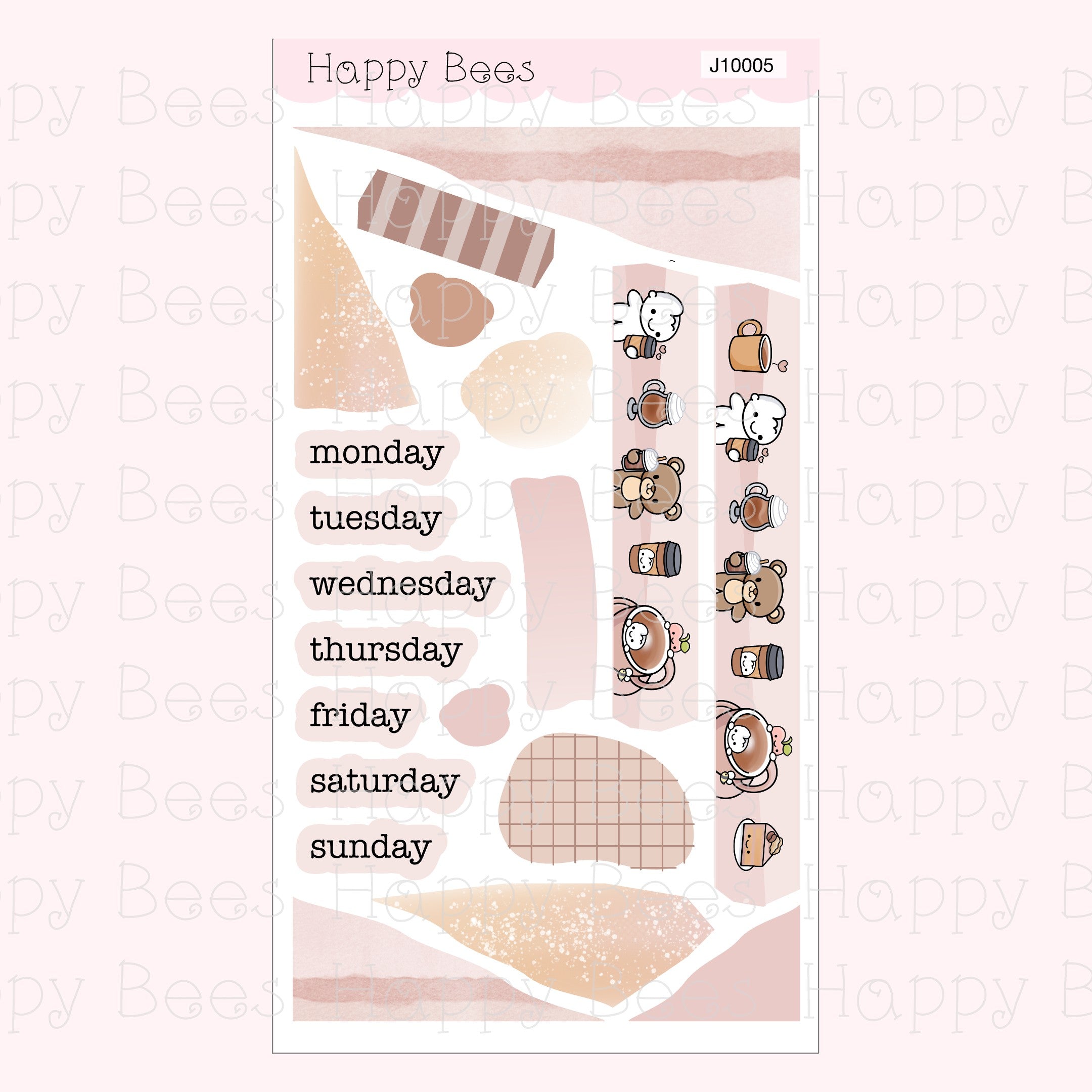Coffee Lovers Journaling Kit- Cute Large Doodles Planner Stickers J10005
