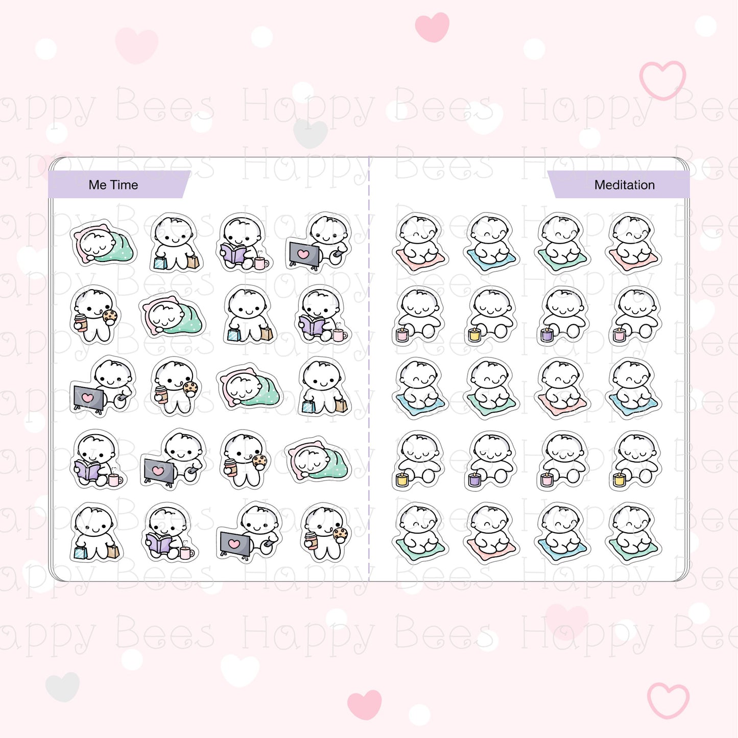 Self Care Sticker Book - Cute Doodles Journal Planner Stickers SB10004