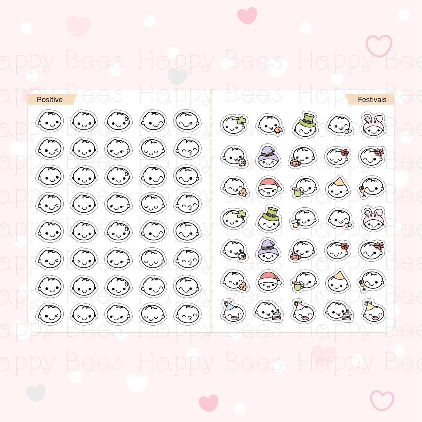 Mood Doodles Sticker Book - Cute Emotions Head Journal Planner Stickers SB10005