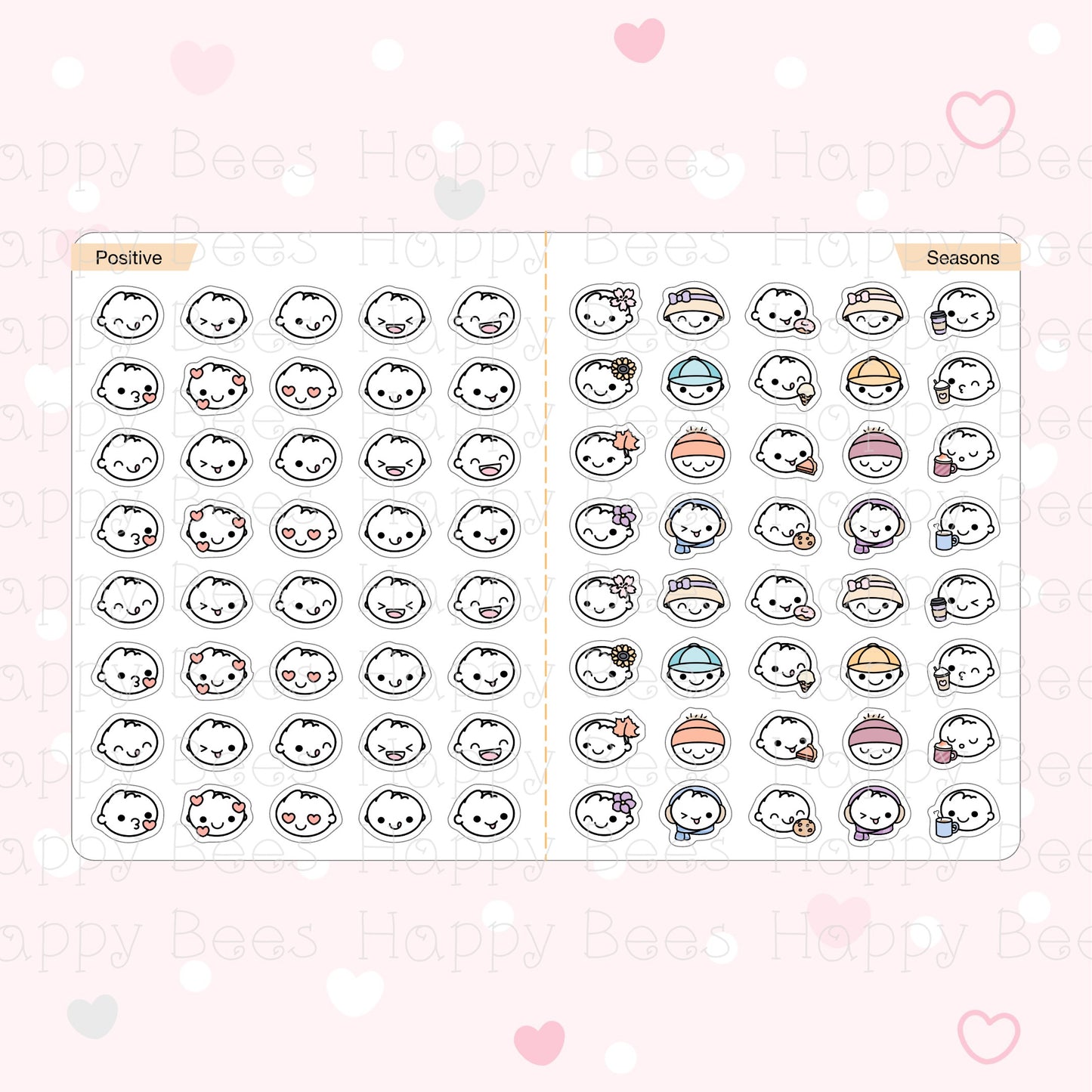 Mood Doodles Sticker Book - Cute Emotions Head Journal Planner Stickers SB10005