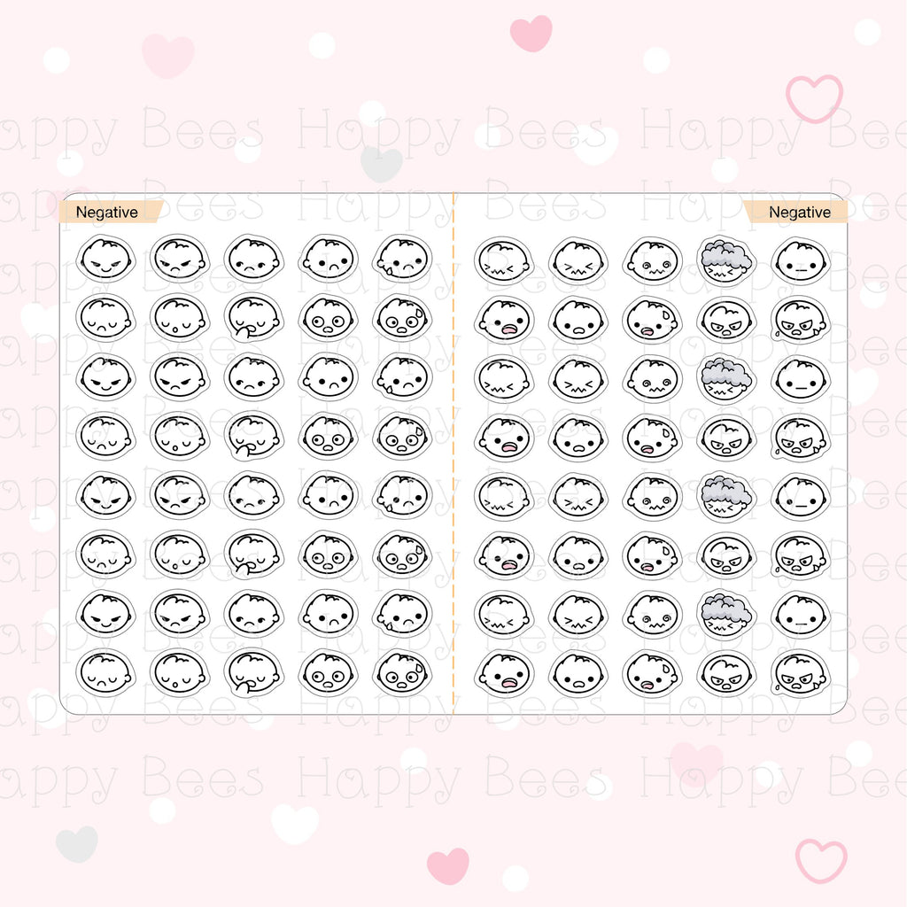 Mood Doodles Sticker Book - Cute Emotions Head Journal Planner Stickers SB10005