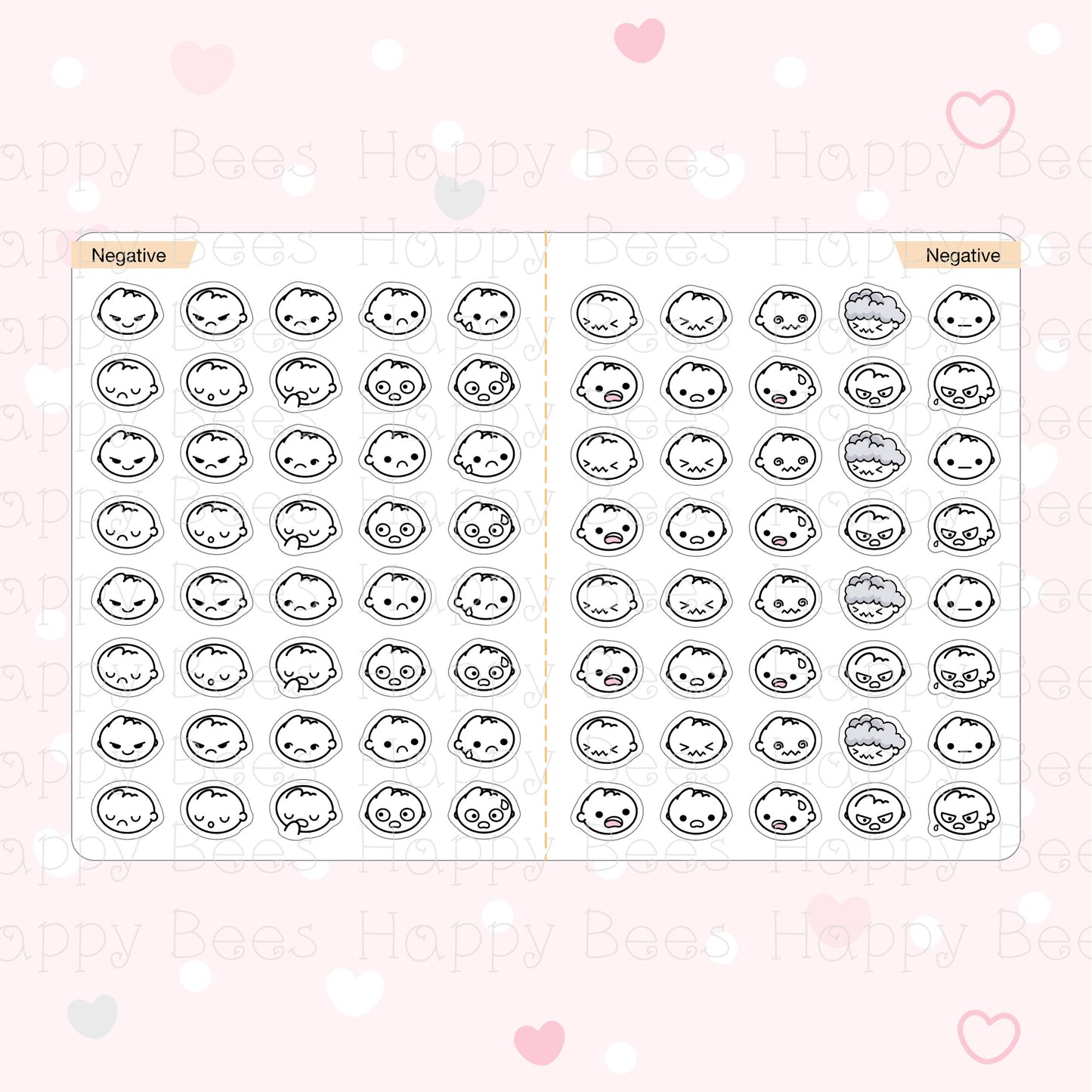 Mood Doodles Sticker Book - Cute Emotions Head Journal Planner Stickers SB10005