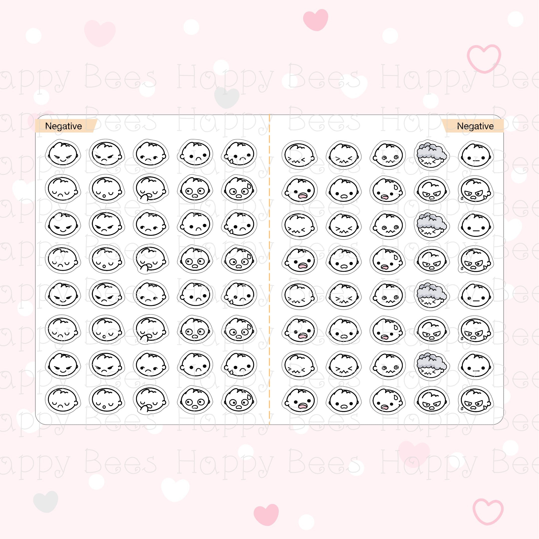 Mood Doodles Sticker Book - Cute Emotions Head Journal Planner Stickers SB10005