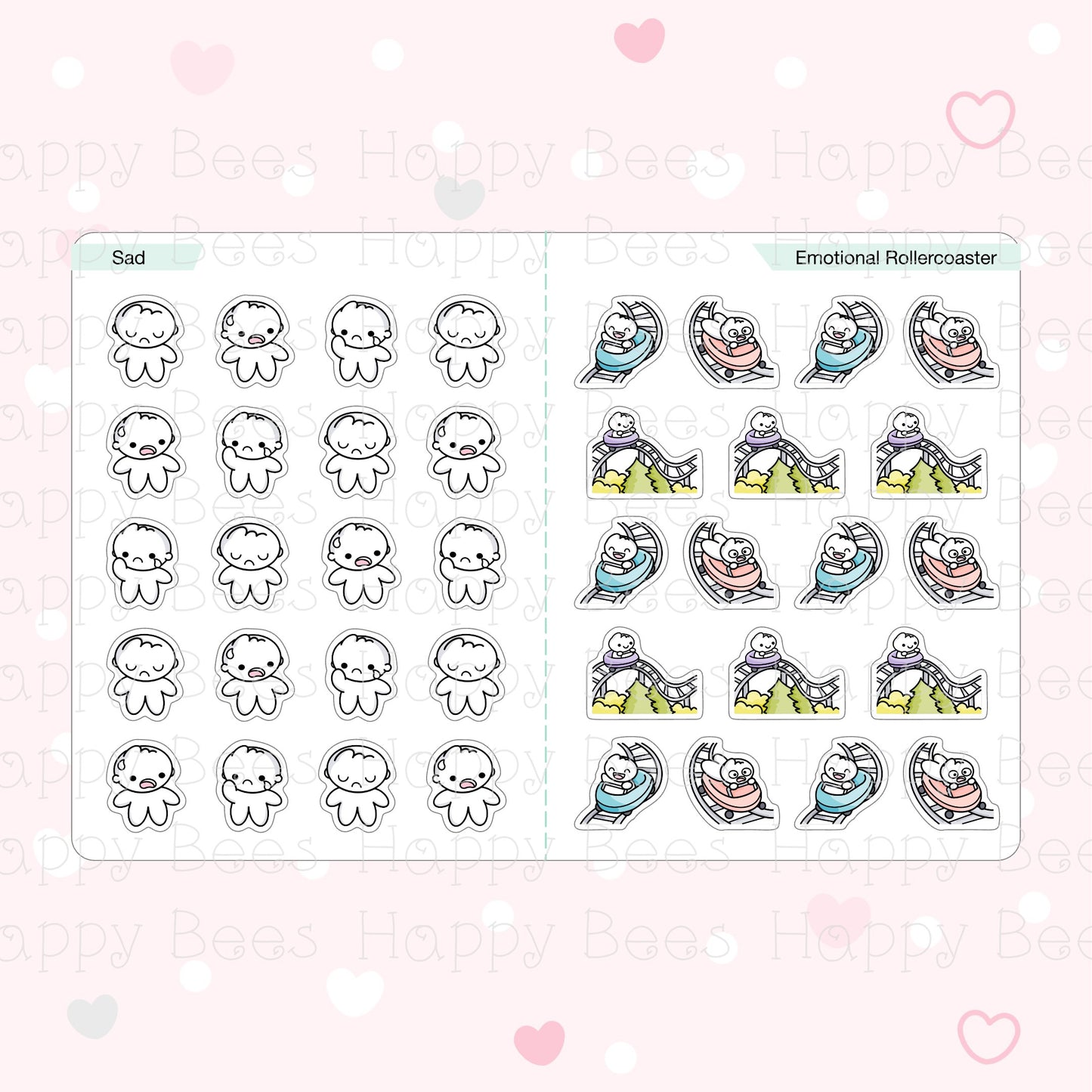 Emotion Doodles Sticker Book - Cute Self Care Journal Planner Stickers SB10006