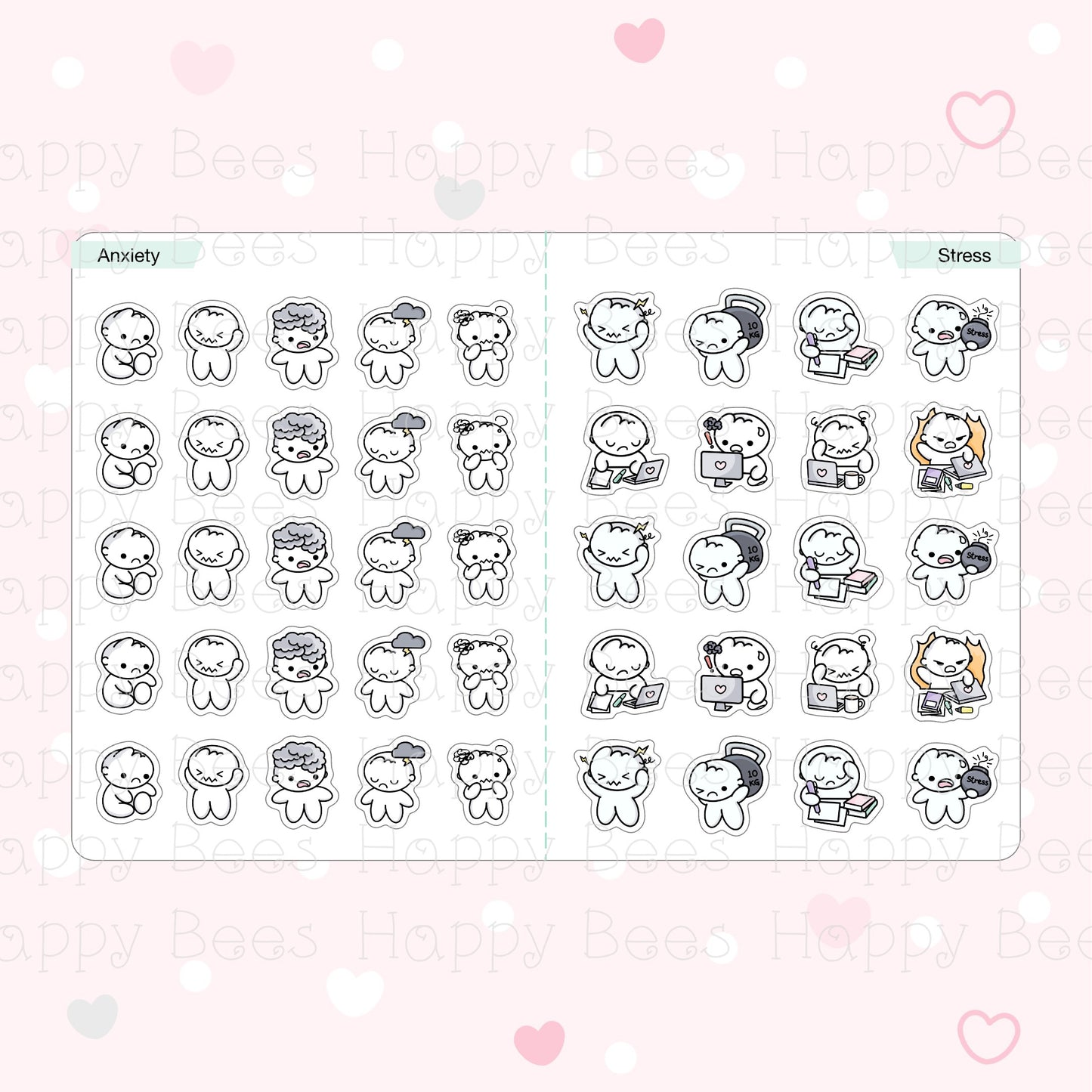 Emotion Doodles Sticker Book - Cute Self Care Journal Planner Stickers SB10006