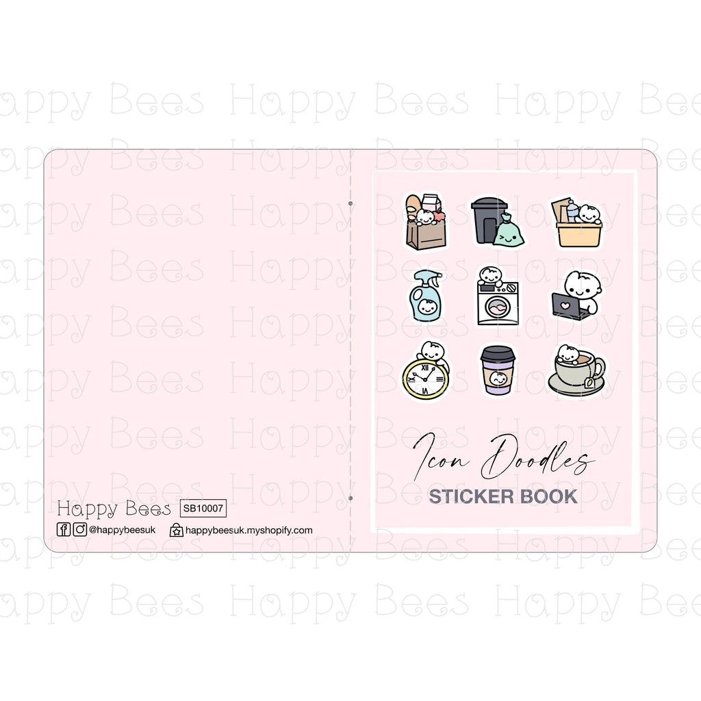 Icon Doodles Sticker Book - Cute Functional Journal Planner Stickers SB10007