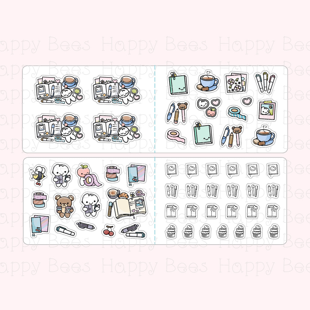 Journal Time Mini Sticker Book - Cute Doodles Planning Planner Stickers SB10008