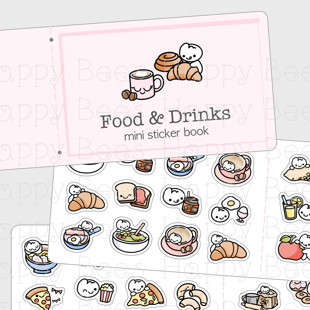 Food & Drinks Mini Sticker Book - Cute Doodles Planning Planner Stickers SB10009