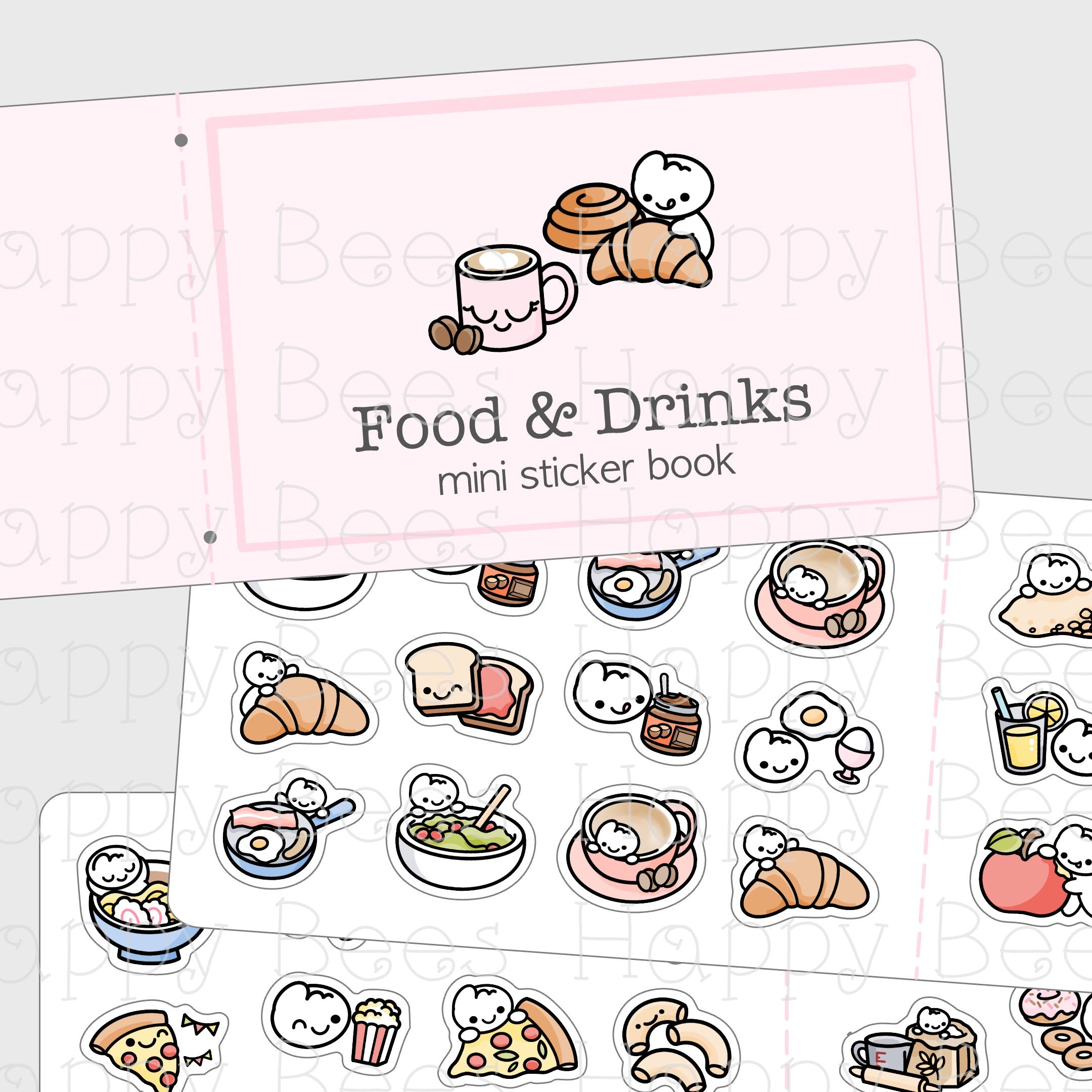 Food & Drinks Mini Sticker Book - Cute Doodles Planning Planner Stickers SB10009