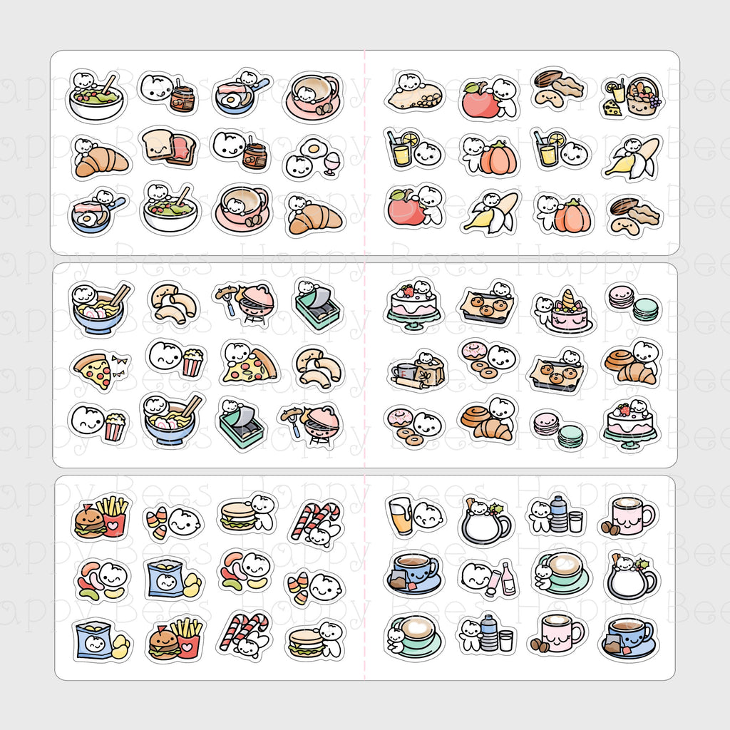 Food & Drinks Mini Sticker Book - Cute Doodles Planning Planner Stickers SB10009