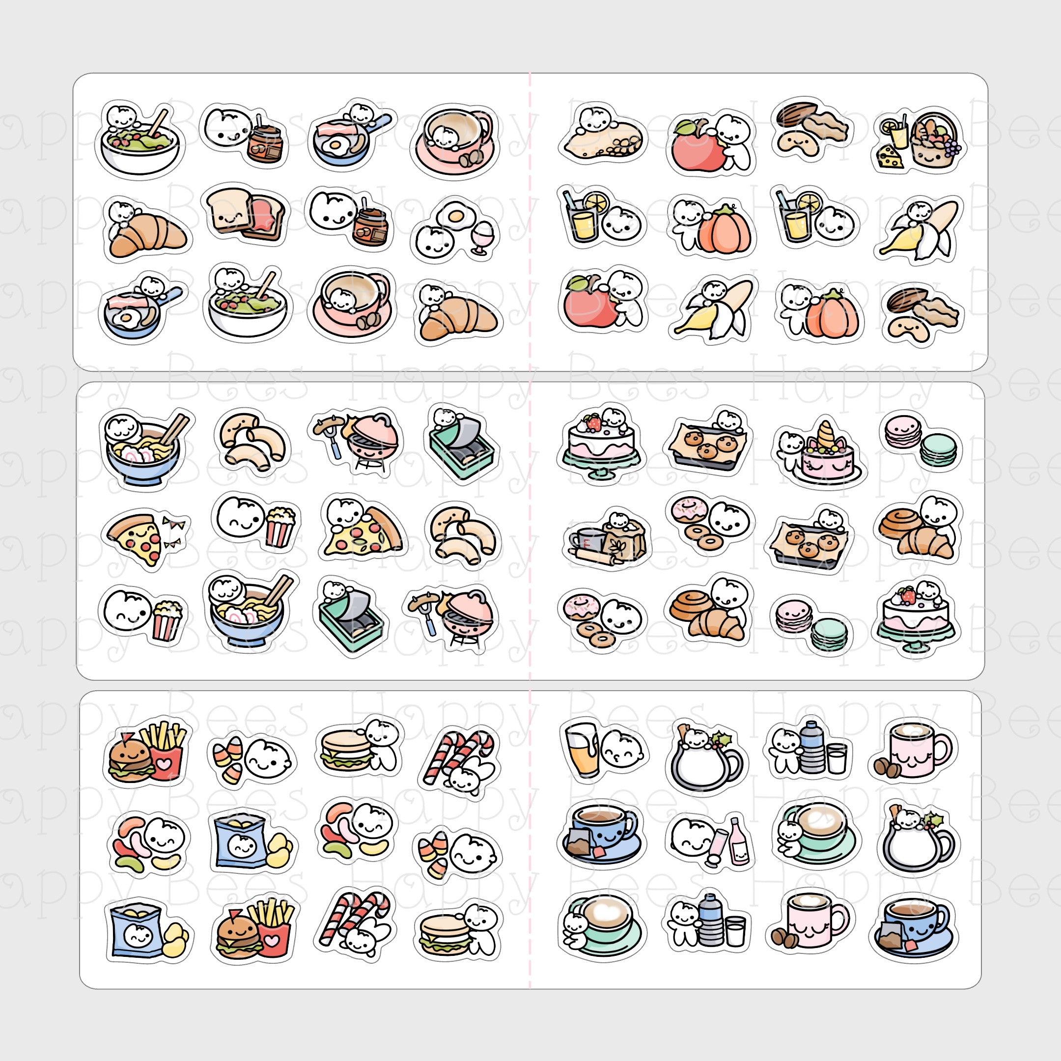 Food & Drinks Mini Sticker Book - Cute Doodles Planning Planner Stickers SB10009