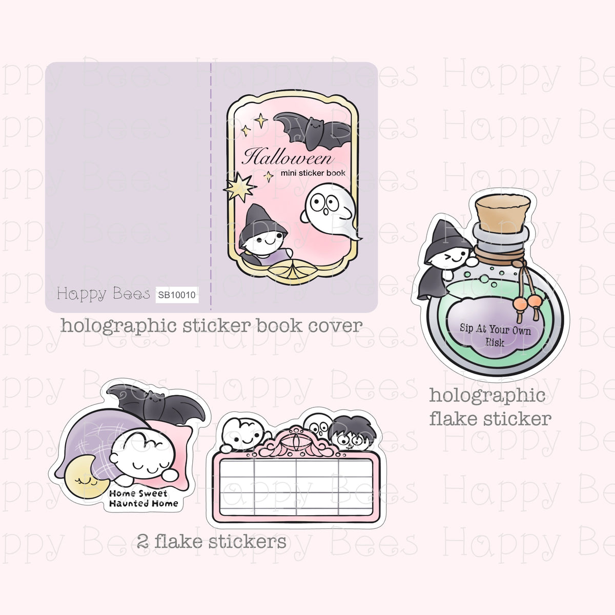 Halloween Mini Sticker Book - Cute Doodles Hobonichi Cousin Planner Stickers SB10010