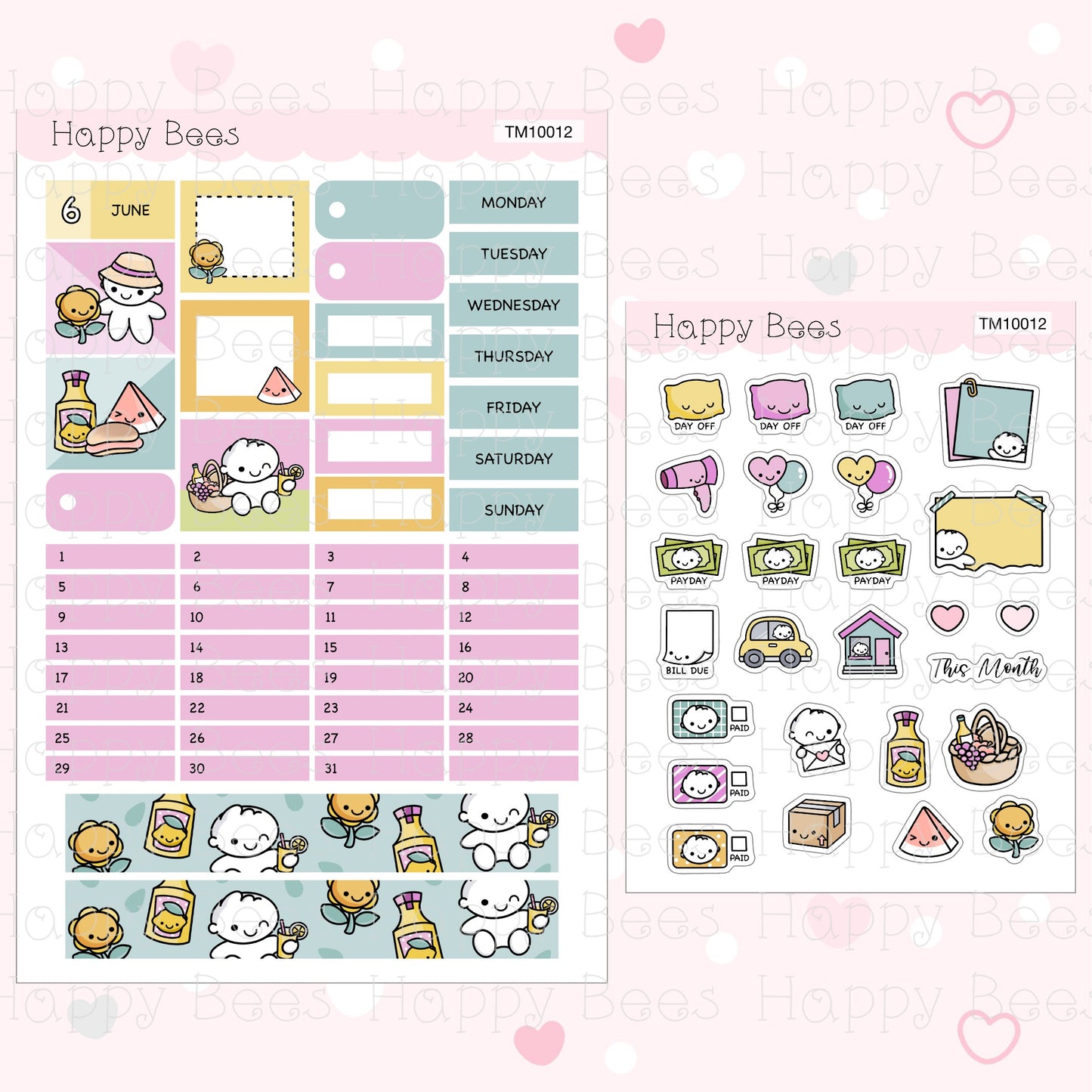 Hobonichi Techo A6 Monthly Planner Sticker Kit TM10001-12