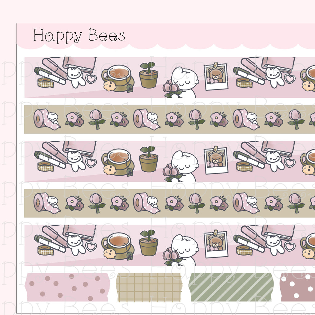 Hello Spring Washi Strips - Cute Doodles Planner Stickers W10011