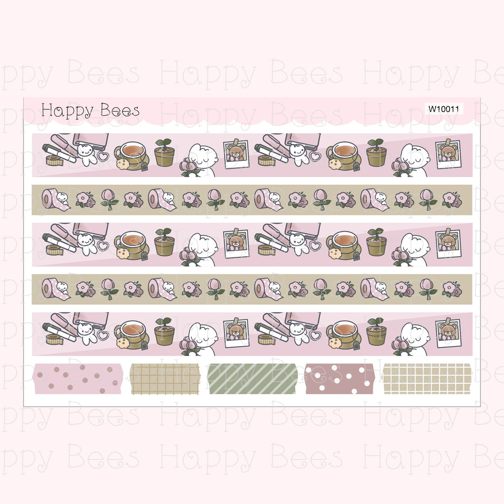 Hello Spring Washi Strips - Cute Doodles Planner Stickers W10011