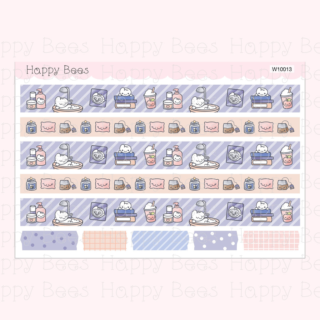 Me Time Washi Strips - Cute Doodles Planner Stickers W10013