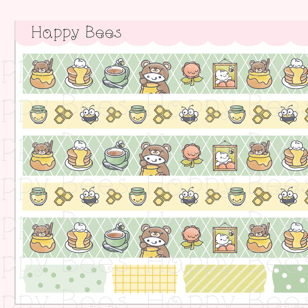 Honey Washi Strips - Cute Doodles Planner Stickers W10014