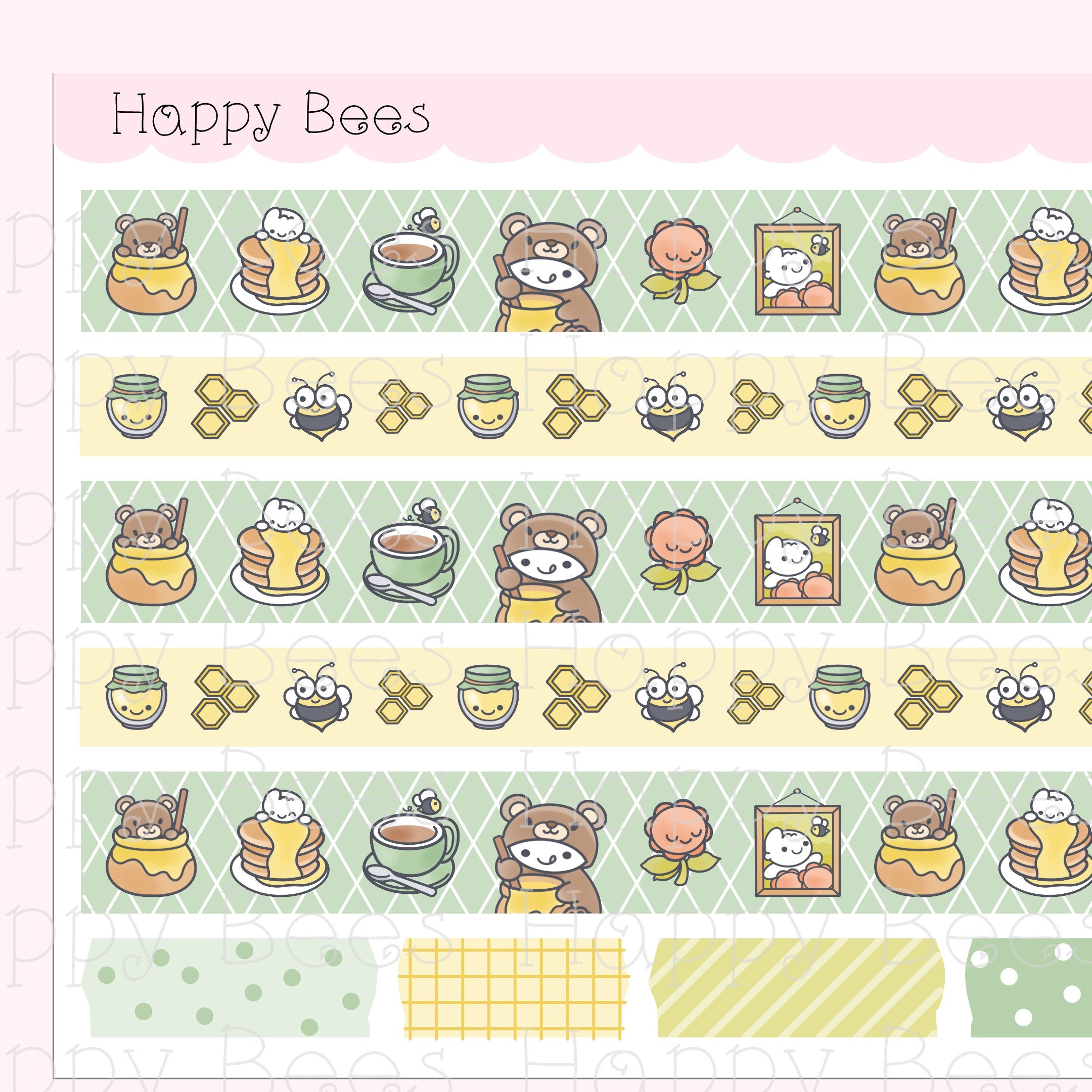 Honey Washi Strips - Cute Doodles Planner Stickers W10014