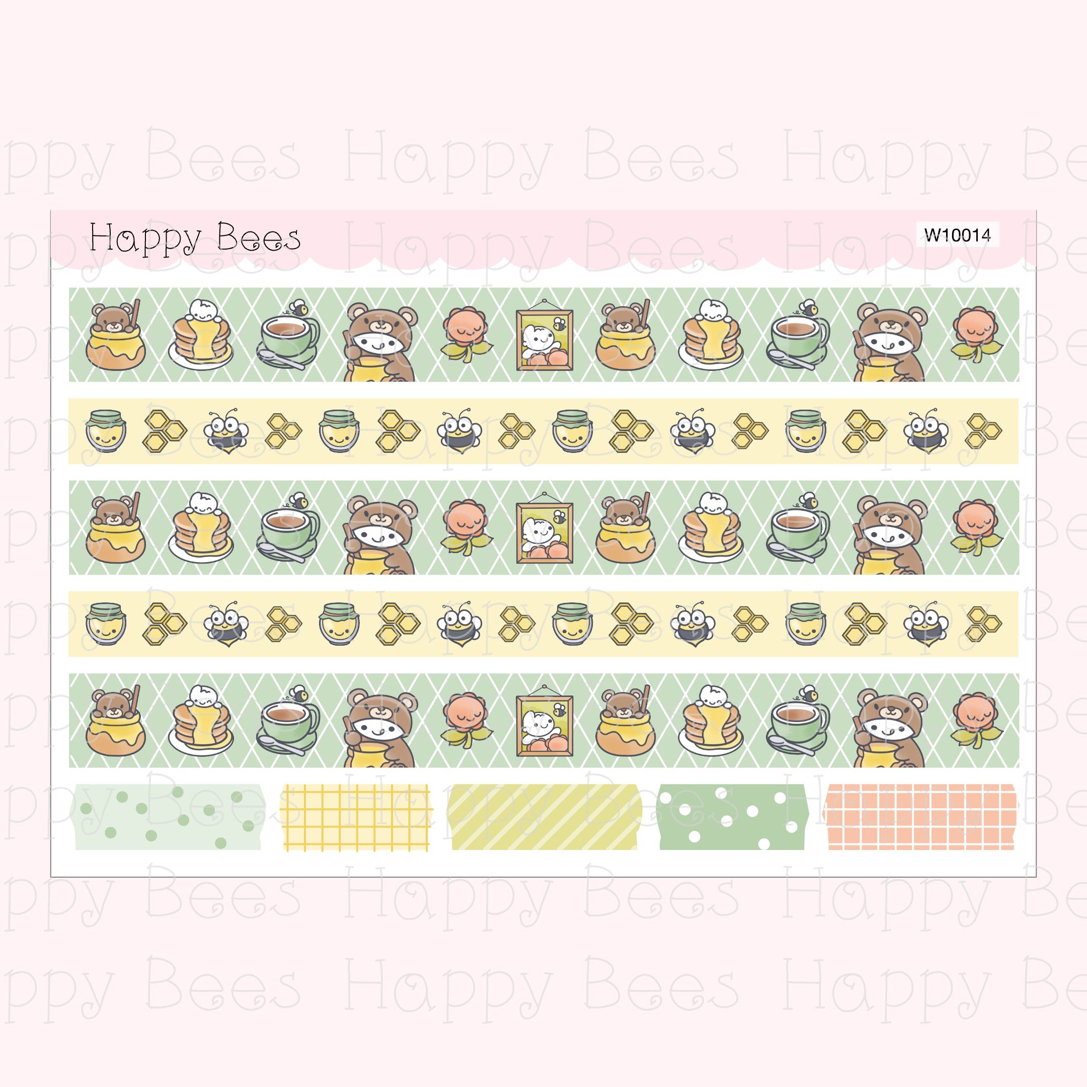 Honey Washi Strips - Cute Doodles Planner Stickers W10014