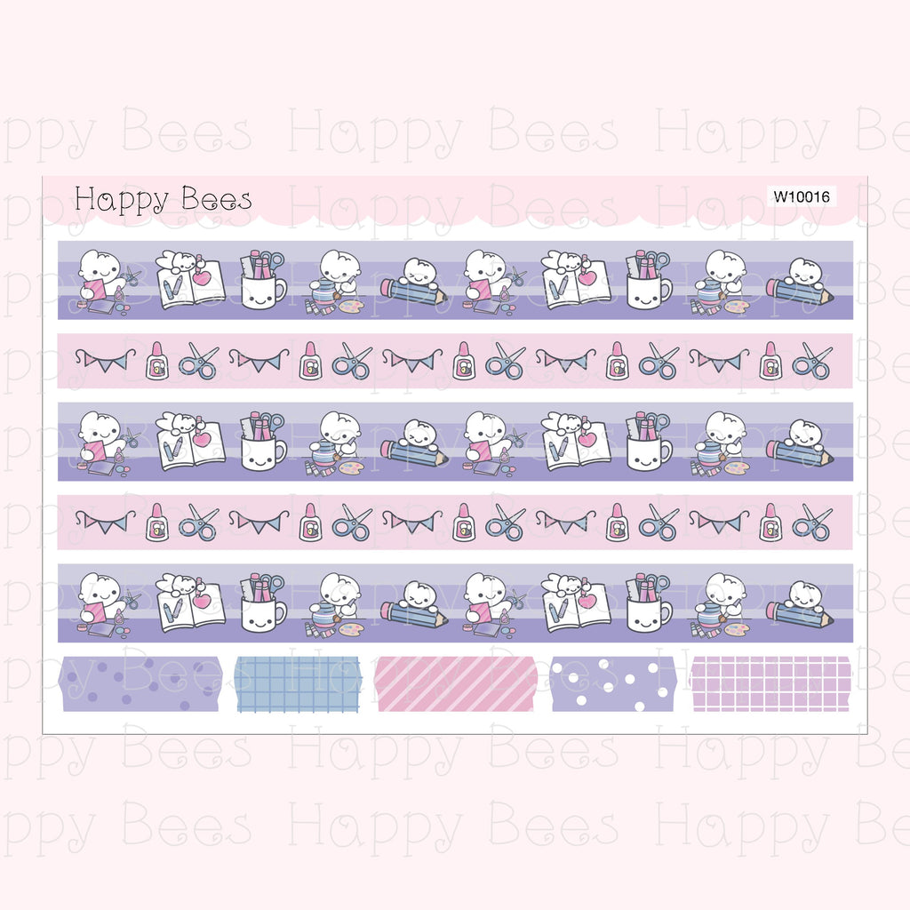 Craft Time Washi Strips - Cute Doodles Planner Stickers W10016