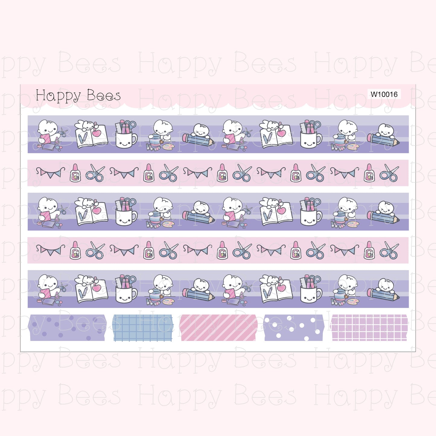 Craft Time Washi Strips - Cute Doodles Planner Stickers W10016