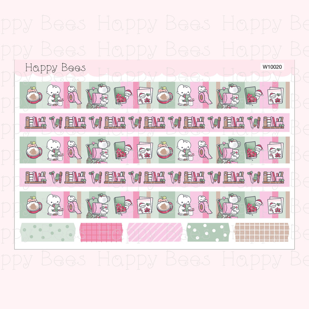 Festive Planning Washi Strips - Cute Doodles Planner Stickers W10020
