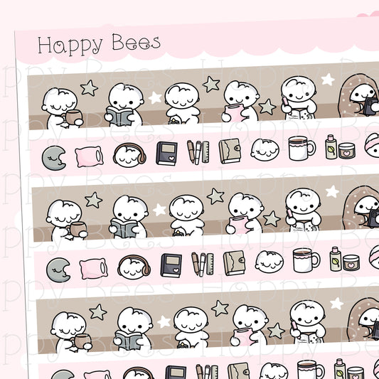 Midnight Washi Strips - Cute Doodles Planner Stickers W10001