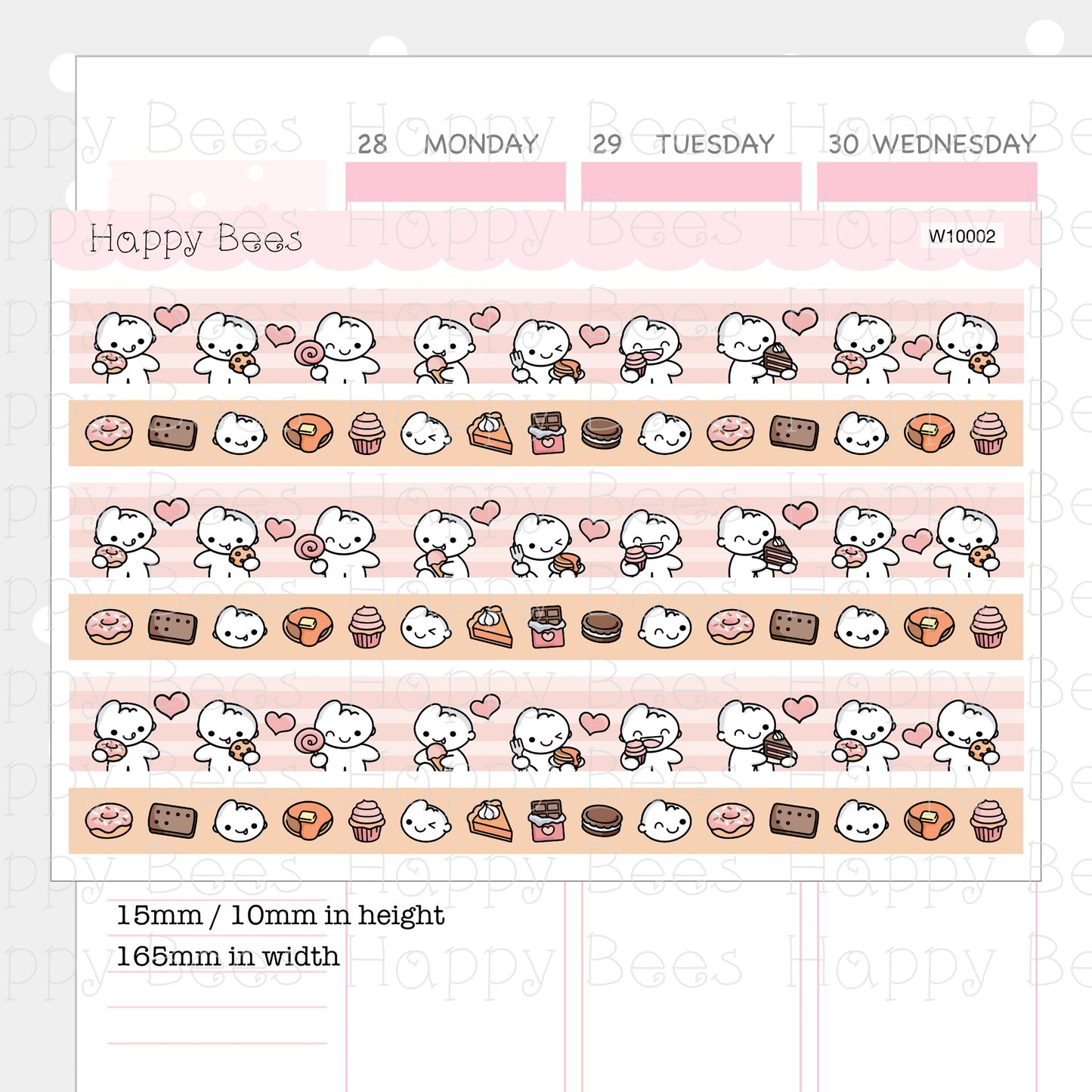Sweet Treats Washi Strips - Cute Doodles Planner Stickers W10002