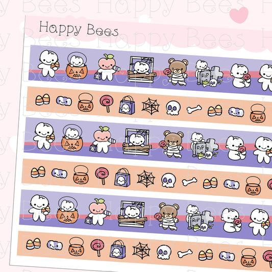 Trick or Treat Washi Strips - Cute Doodles Halloween Planner Stickers W10003