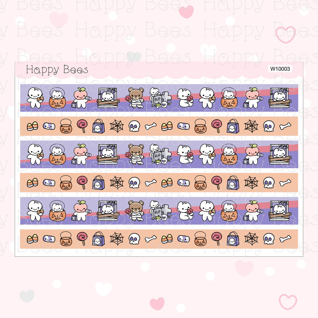 Trick or Treat Washi Strips - Cute Doodles Halloween Planner Stickers W10003