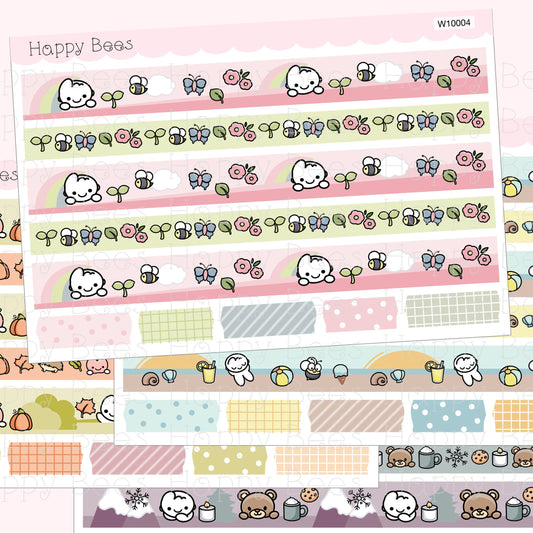 Seasonal Washi Strips - Cute Doodles Planner Stickers W10004-7