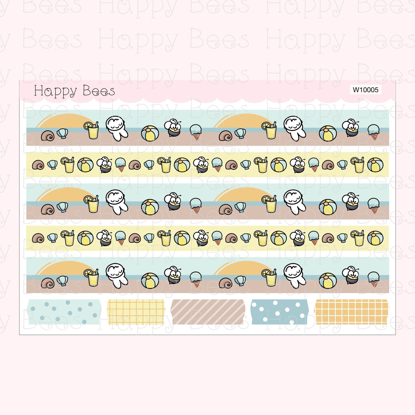 Seasonal Washi Strips - Cute Doodles Planner Stickers W10004-7