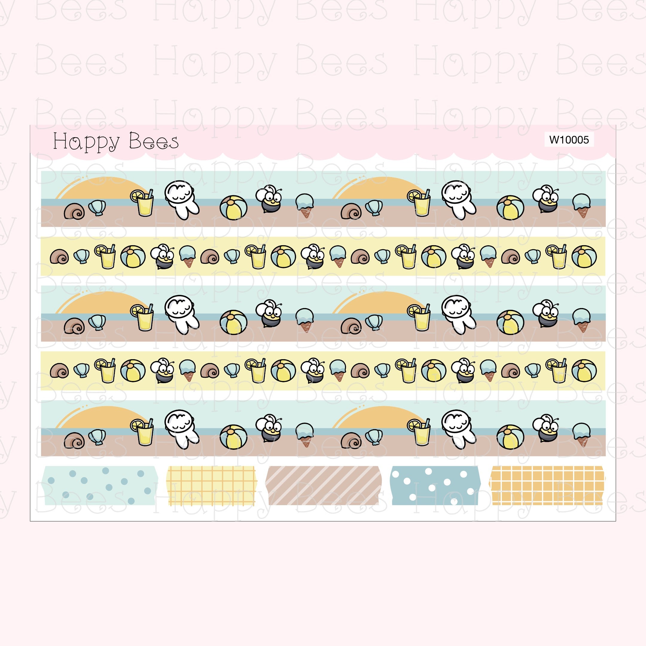 Seasonal Washi Strips - Cute Doodles Planner Stickers W10004-7