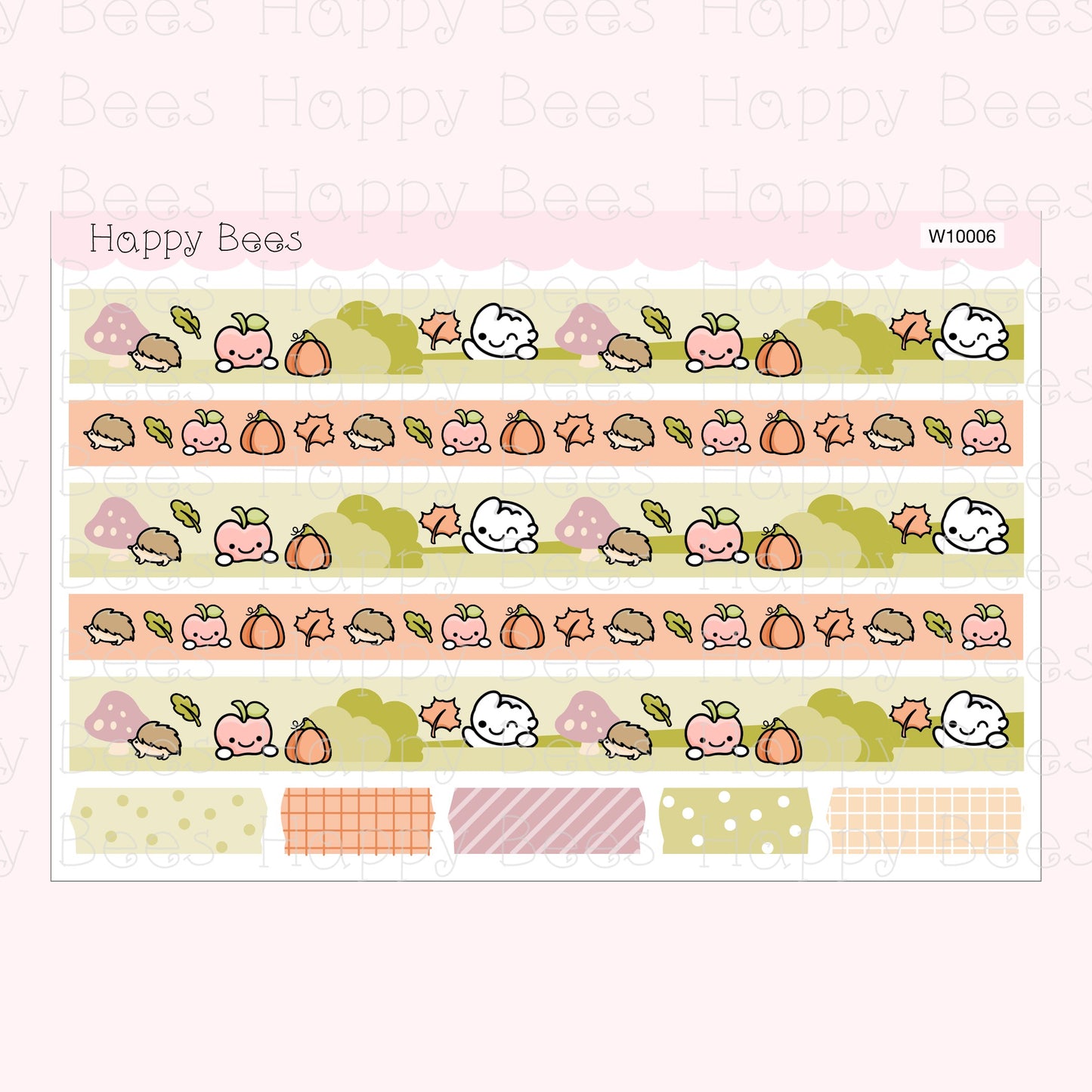 Seasonal Washi Strips - Cute Doodles Planner Stickers W10004-7