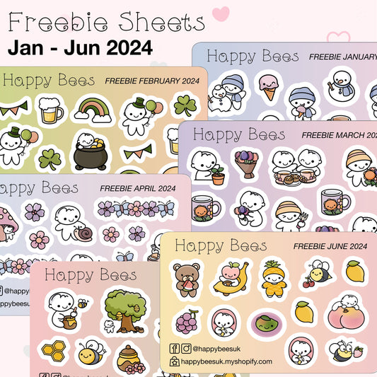 Freebie Sheets / Jan to Jun 2024 - Cute Doodles Journal Planner Stickers