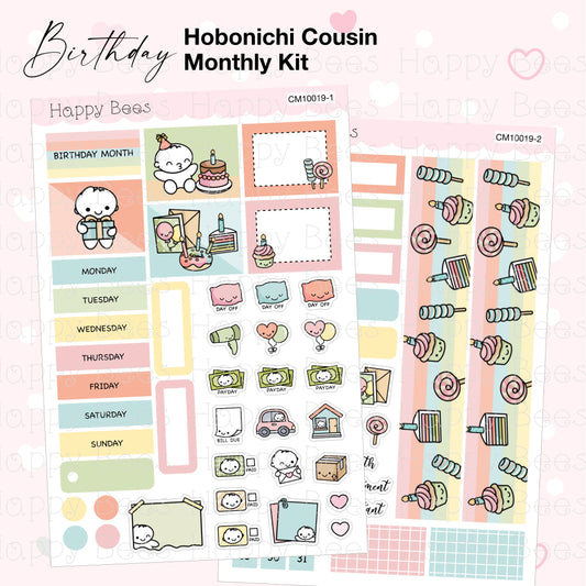 Birthday - Hobonichi Cousin Monthly Planner Sticker Kit CM10019