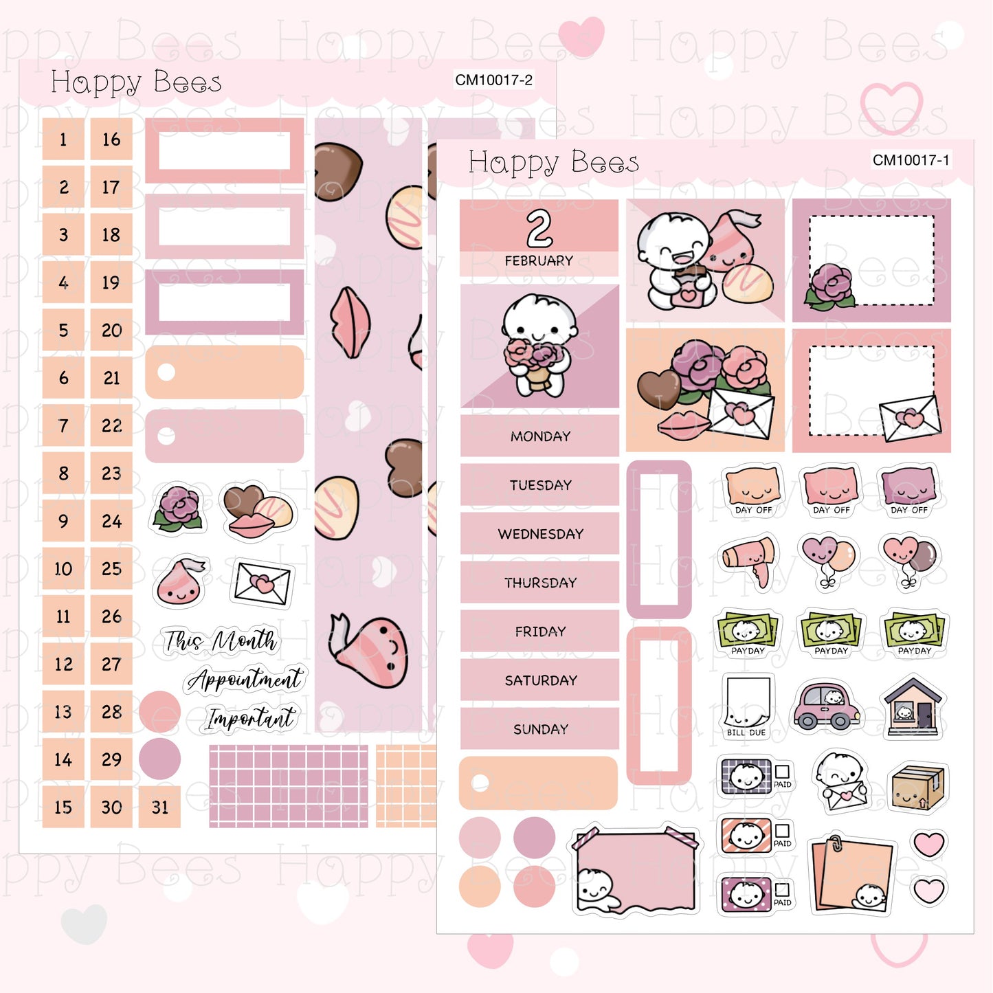 January to June - Hobonichi Cousin Monthly Planner Sticker Kit CM10016-18 / 20-22