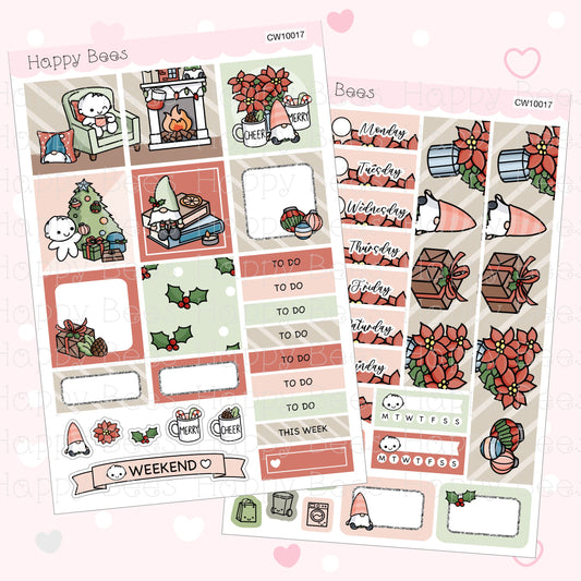 Cozy Christmas - Hobonichi Cousin Weekly Planner Sticker Kit CW10017