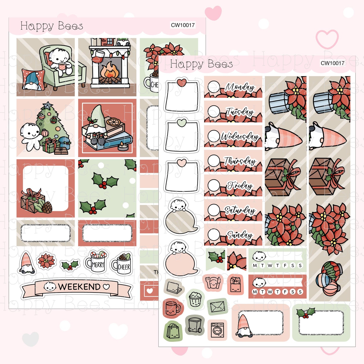 Cozy Christmas - Hobonichi Cousin Weekly Planner Sticker Kit CW10017